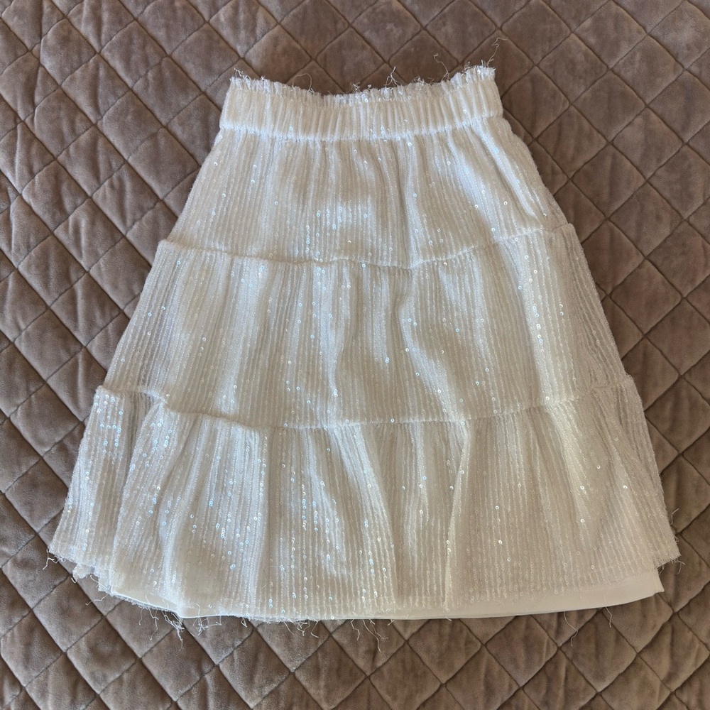 Zara Shimmering White Midi Skirt
